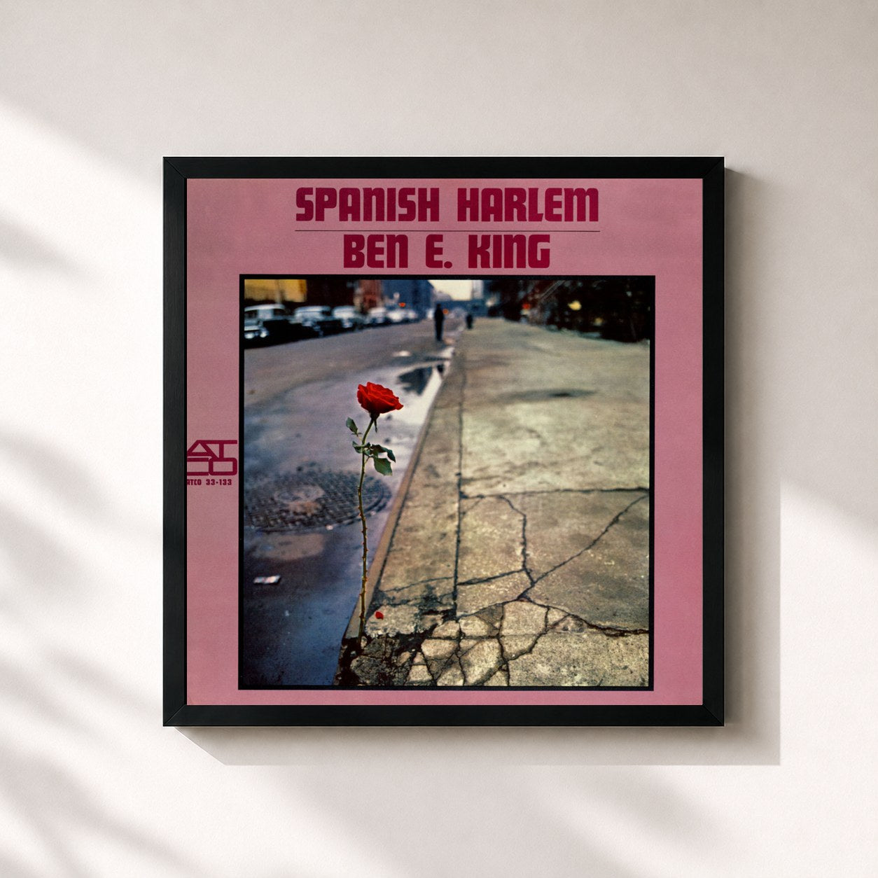 #noir Tableau carré de l'album Spanish Harlem de Ben E. King, cadre noir 32x32 cm