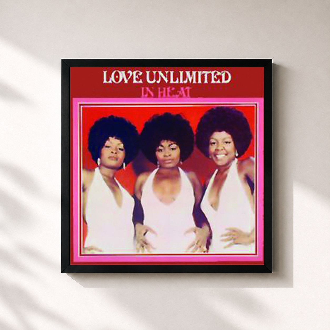 #noir Tableau carré de l'album In Heat de Love Unlimited, cadre noir 32x32 cm