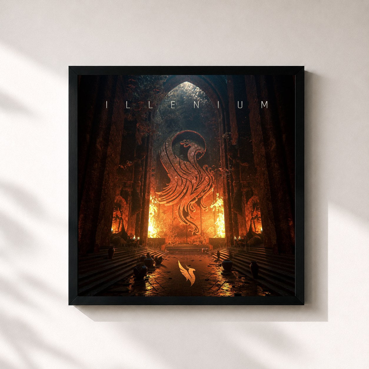 #noir Tableau carré de l'album ILLENIUM de Illenium, cadre noir 32x32 cm