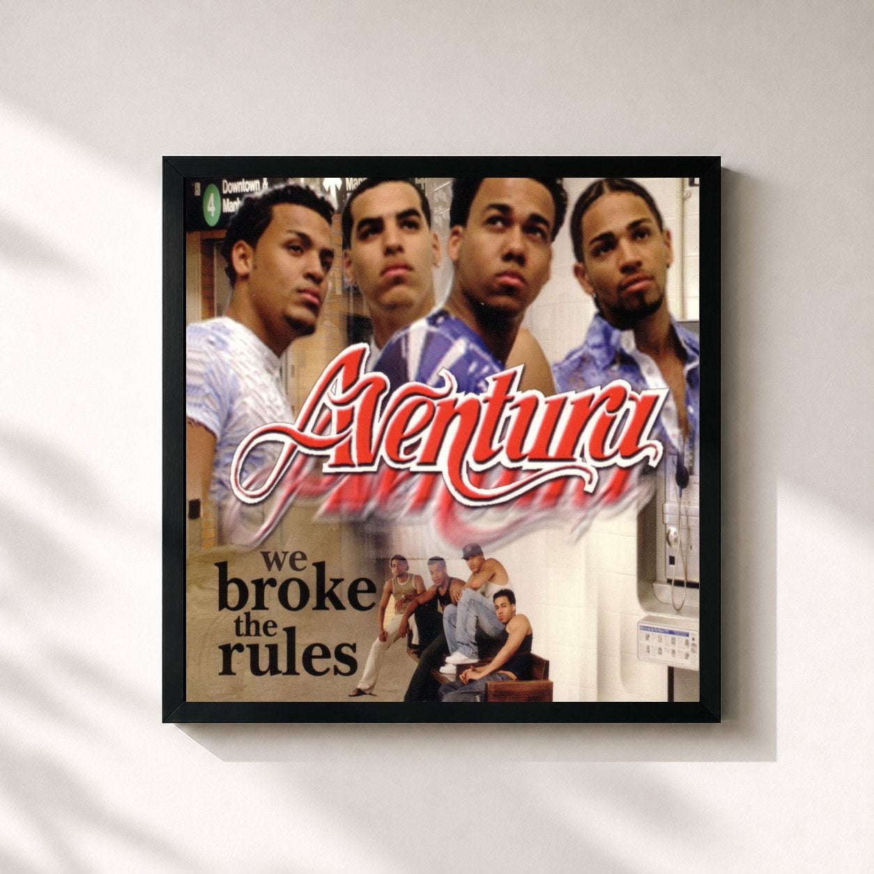 #noir Tableau carré de l'album We Broke The Rules de Aventura, cadre noir 32x32 cm