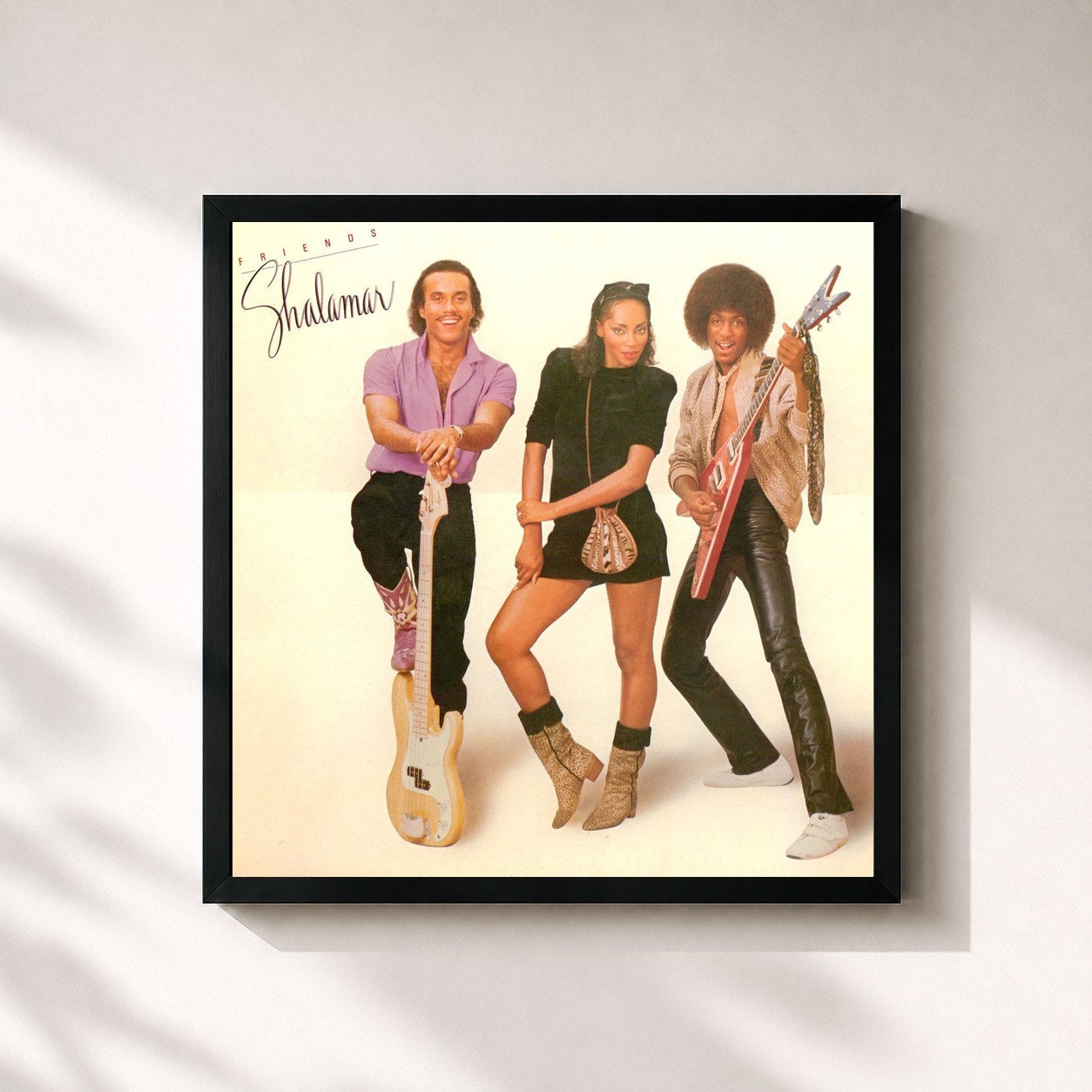 #noir Tableau carré de l'album Friends / Go For It de Shalamar, cadre noir 32x32 cm