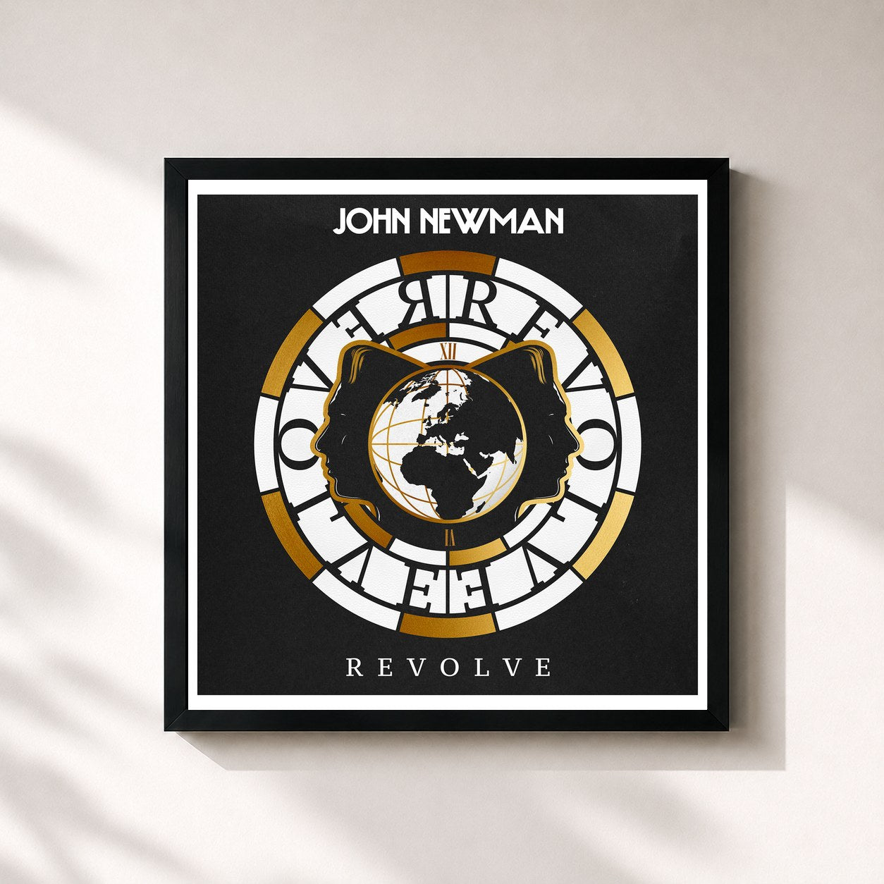 #noir Tableau carré de l'album Revolve de John Newman, cadre noir 32x32 cm