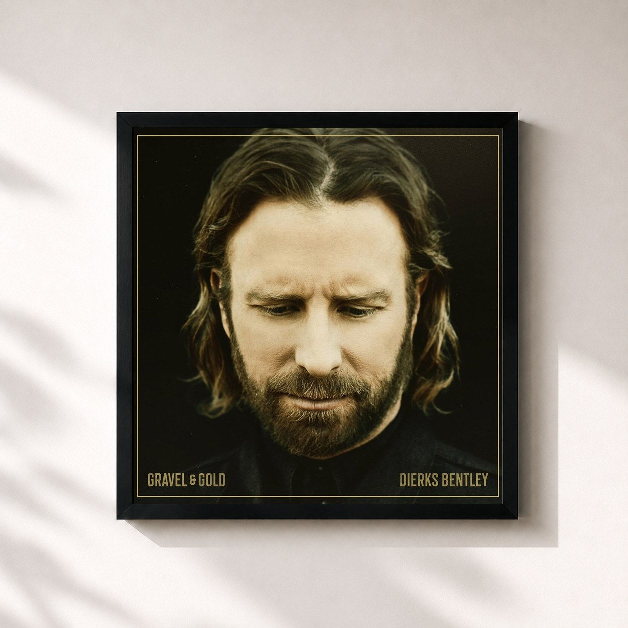 #noir Tableau carré de l'album Gravel & Gold de Dierks Bentley, cadre noir 32x32 cm