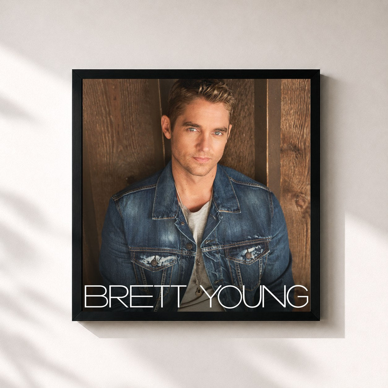 #noir Tableau carré de l'album Brett Young de Brett Young, cadre noir 32x32 cm