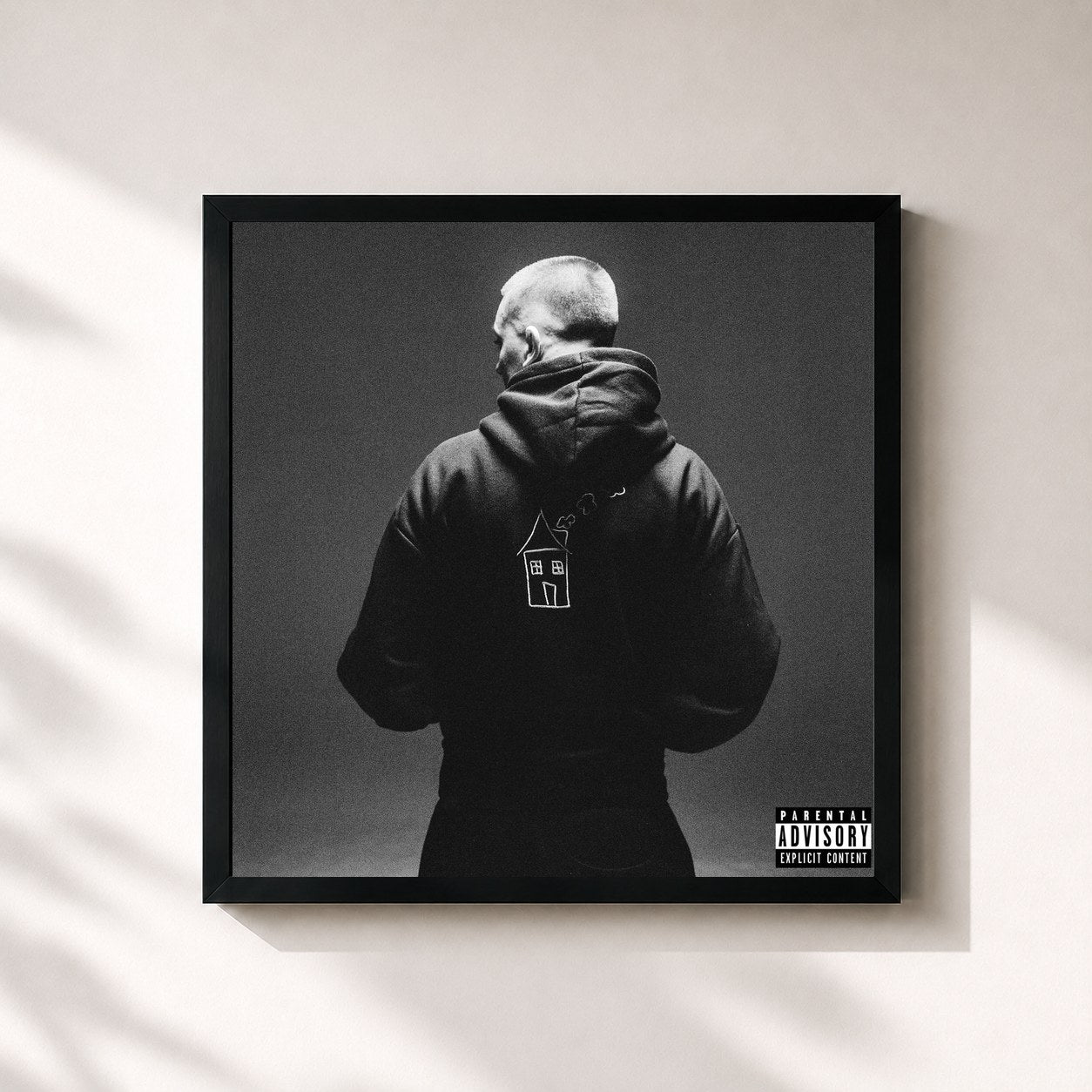 #noir Tableau carré de l'album Close To Home de Aitch, cadre noir 32x32 cm