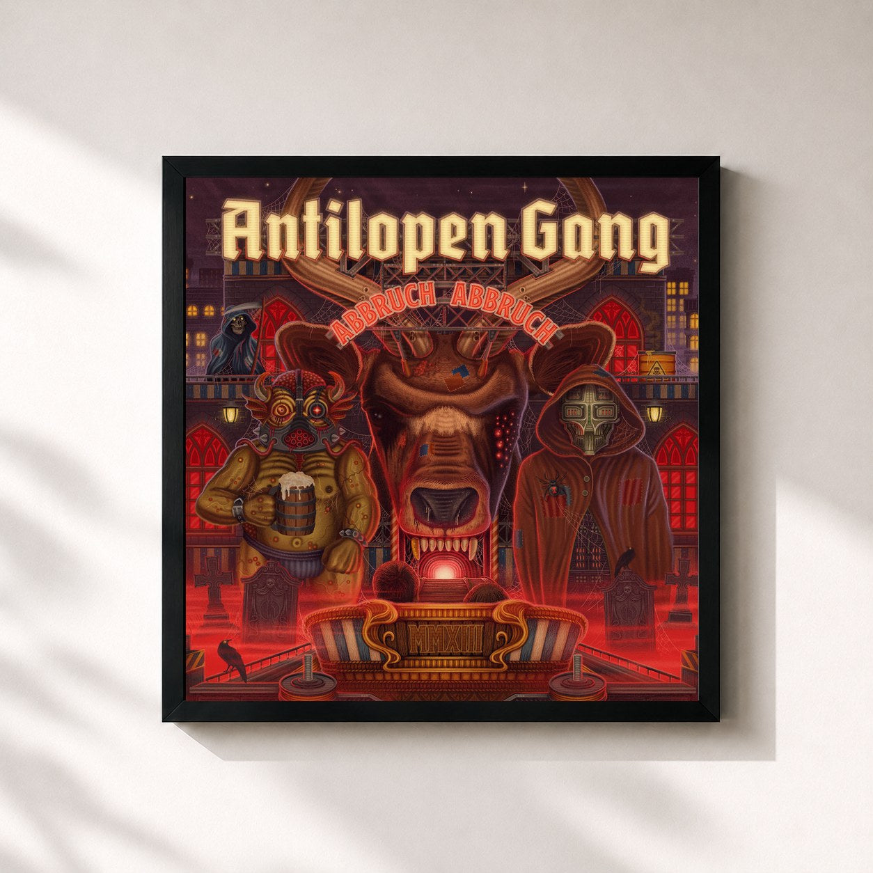 #noir Tableau carré de l'album Abbruch Abbruch de ANTILOPEN GANG, cadre noir 32x32 cm