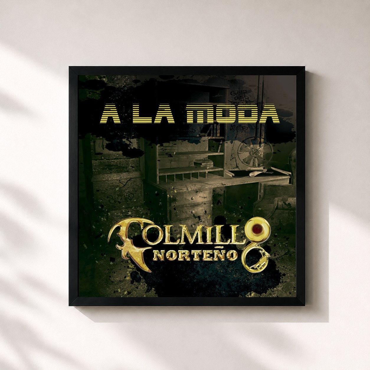 #noir Tableau carré de l'album A la Moda de Colmillo Norteño, cadre noir 32x32 cm