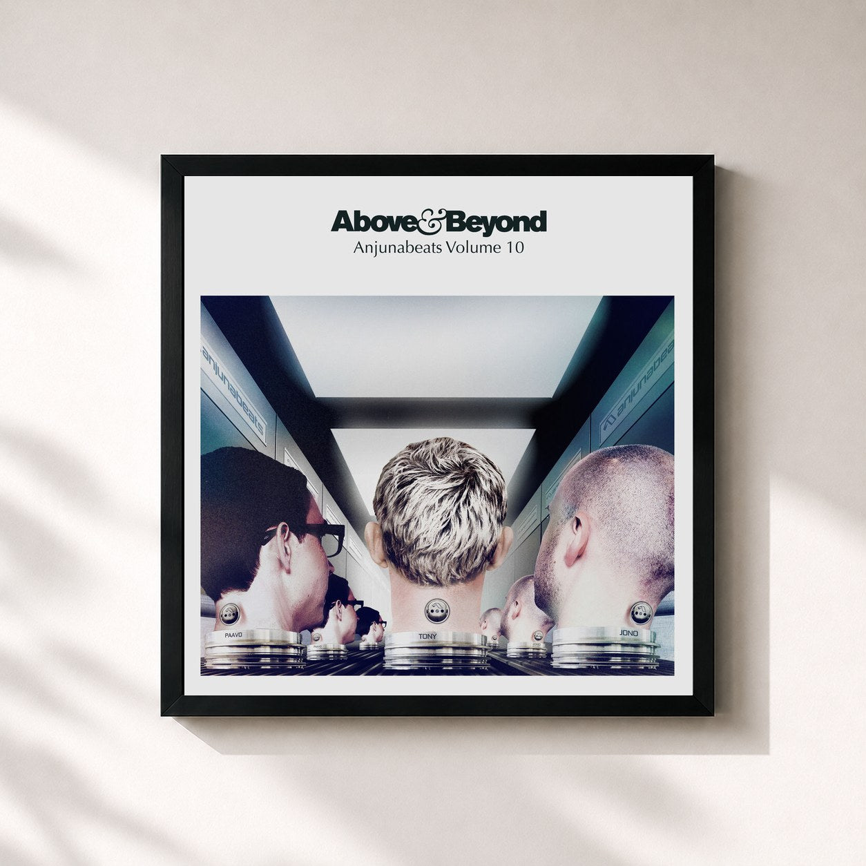#noir Tableau carré de l'album Anjunabeats Volume 10 (Unmixed & DJ Ready) de Above & Beyond, cadre noir 32x32 cm