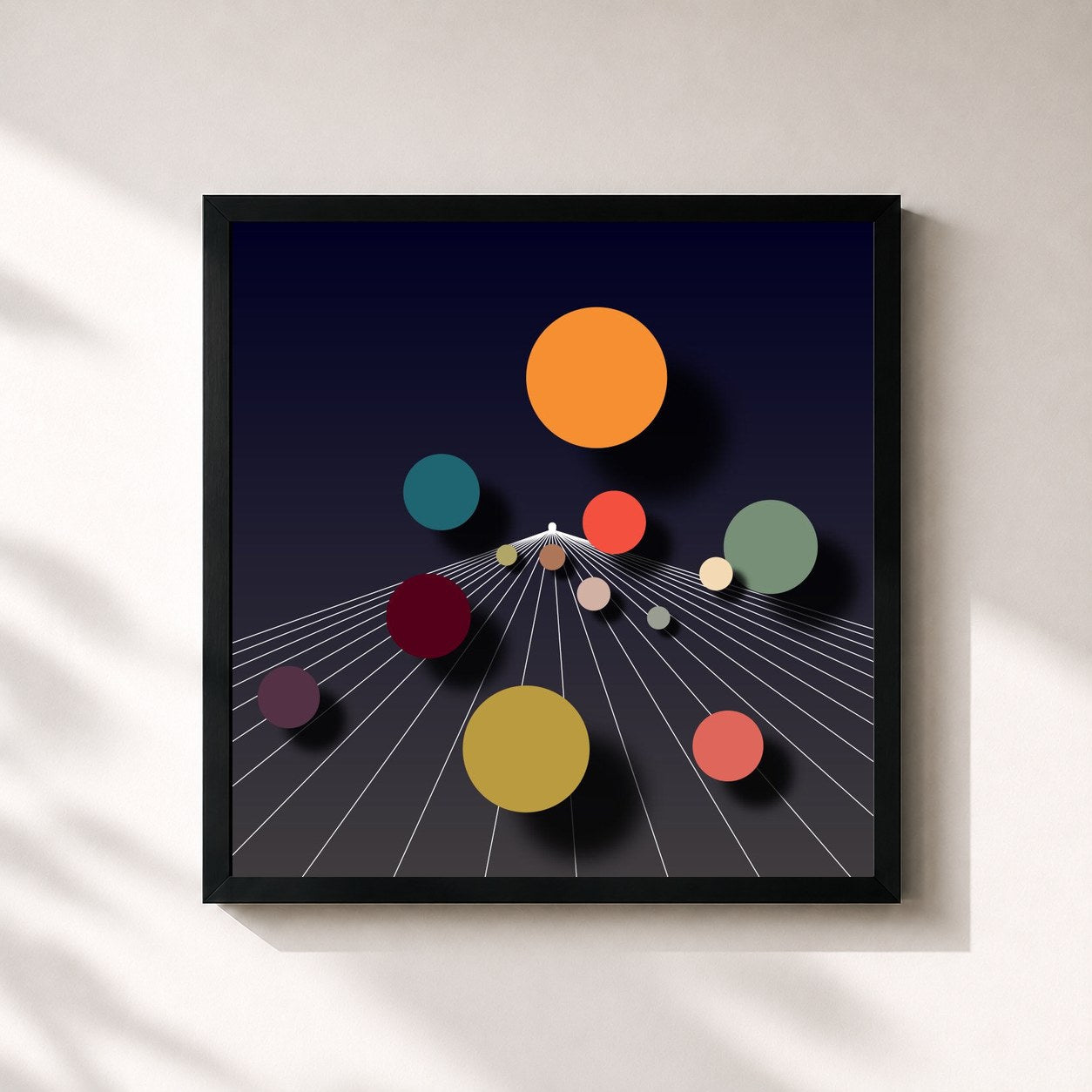 #noir Tableau carré de l'album Chroma Panorama de Mason, cadre noir 32x32 cm