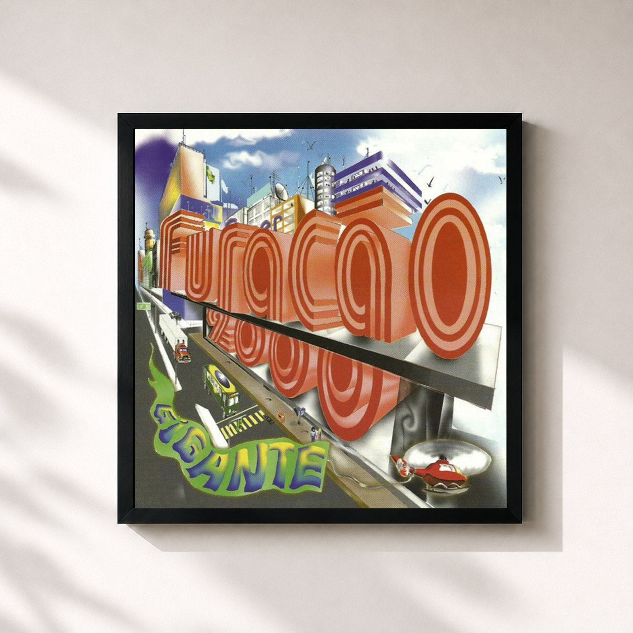 #noir Tableau carré de l'album Gigante, Vol. 1 de Furacão 2000, cadre noir 32x32 cm