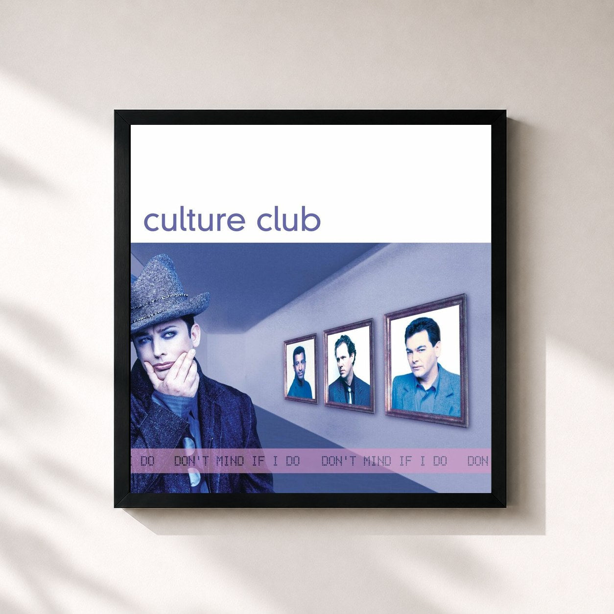 #noir Tableau carré de l'album Don't Mind If I Do de Culture Club, cadre noir 32x32 cm