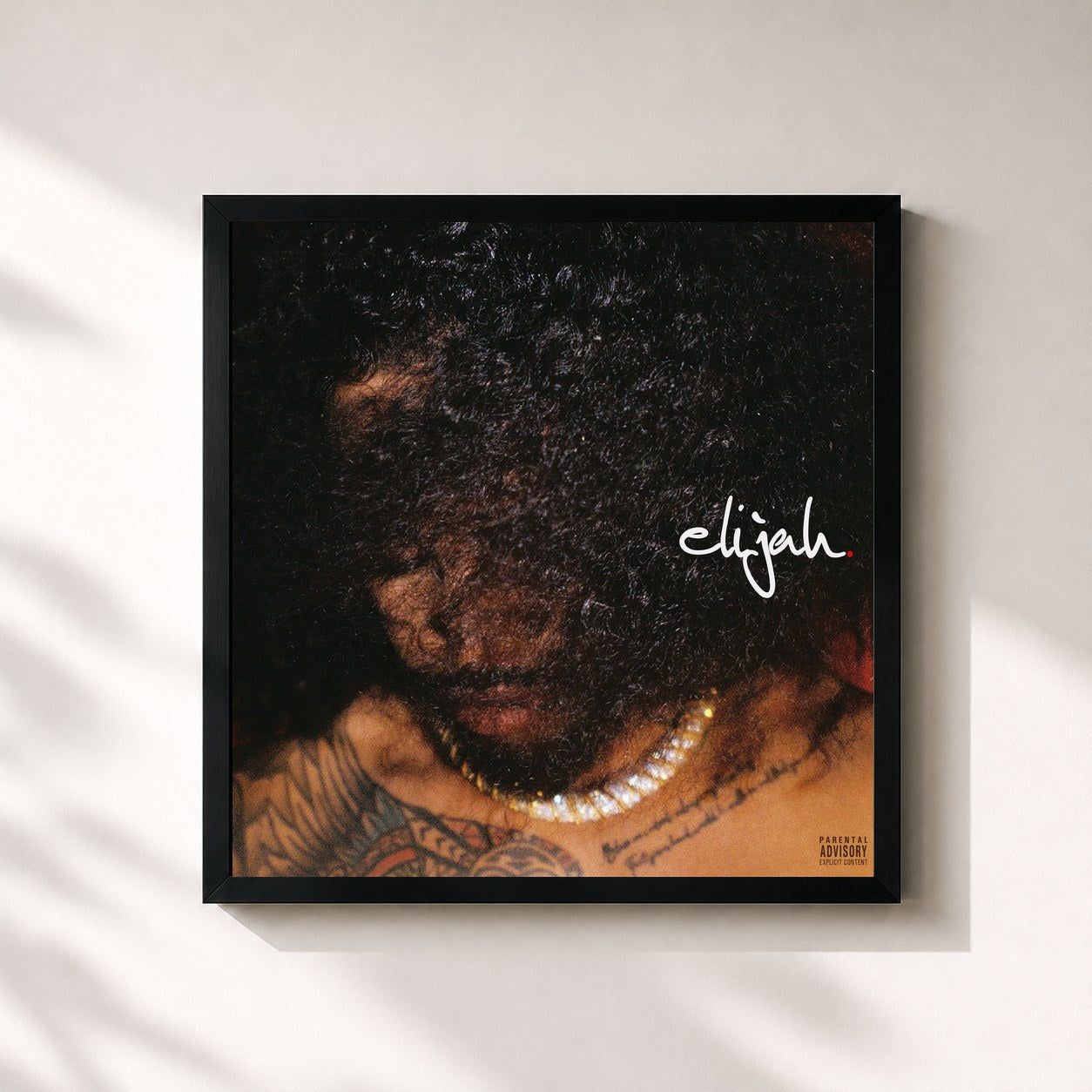 #noir Tableau carré de l'album elijah. de Elijah Blake, cadre noir 32x32 cm