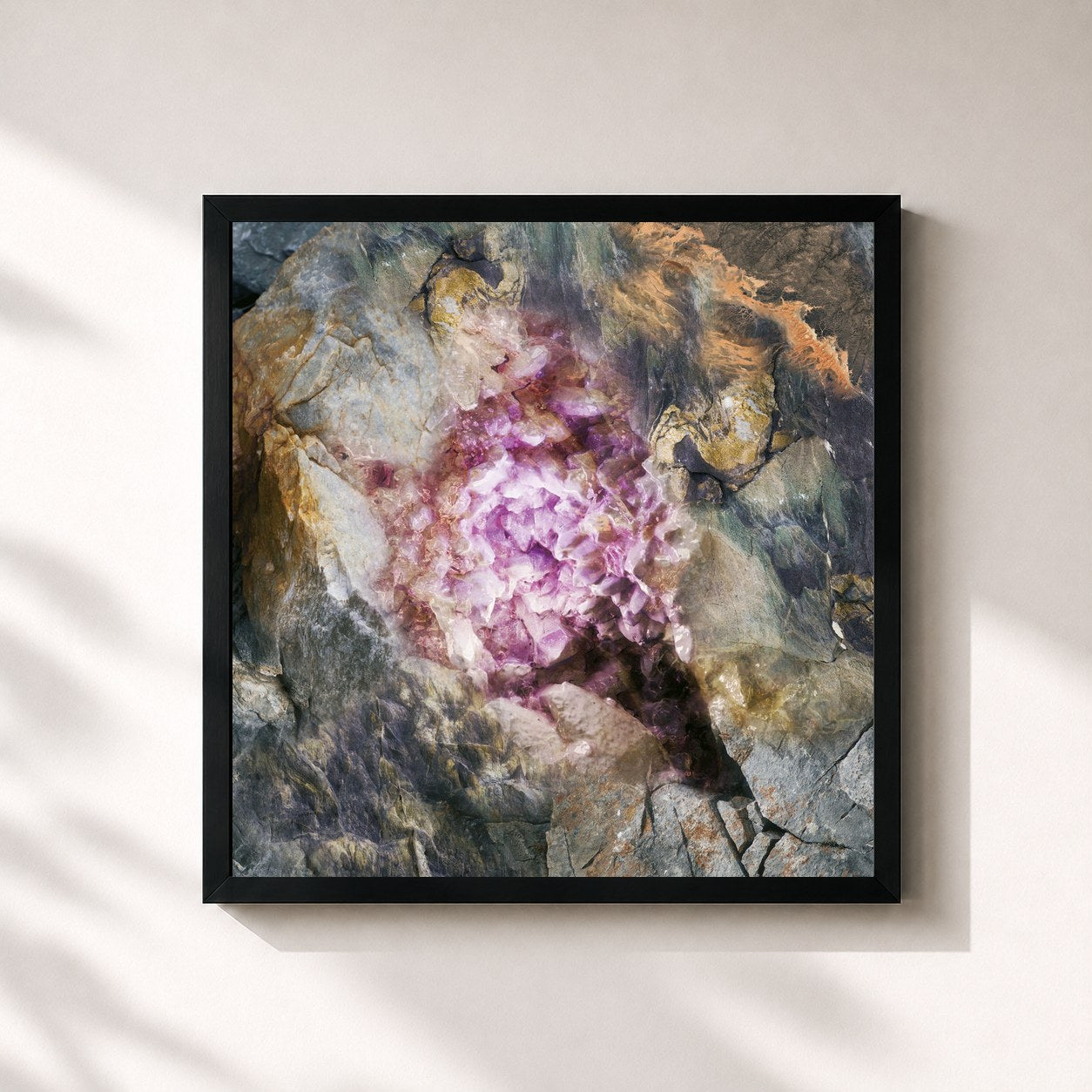 #noir Tableau carré de l'album Talisman de Fakear, cadre noir 32x32 cm