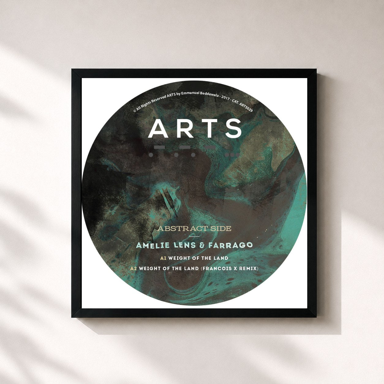 #noir Tableau carré de l'album Weight Of The Land de Amelie Lens, cadre noir 32x32 cm