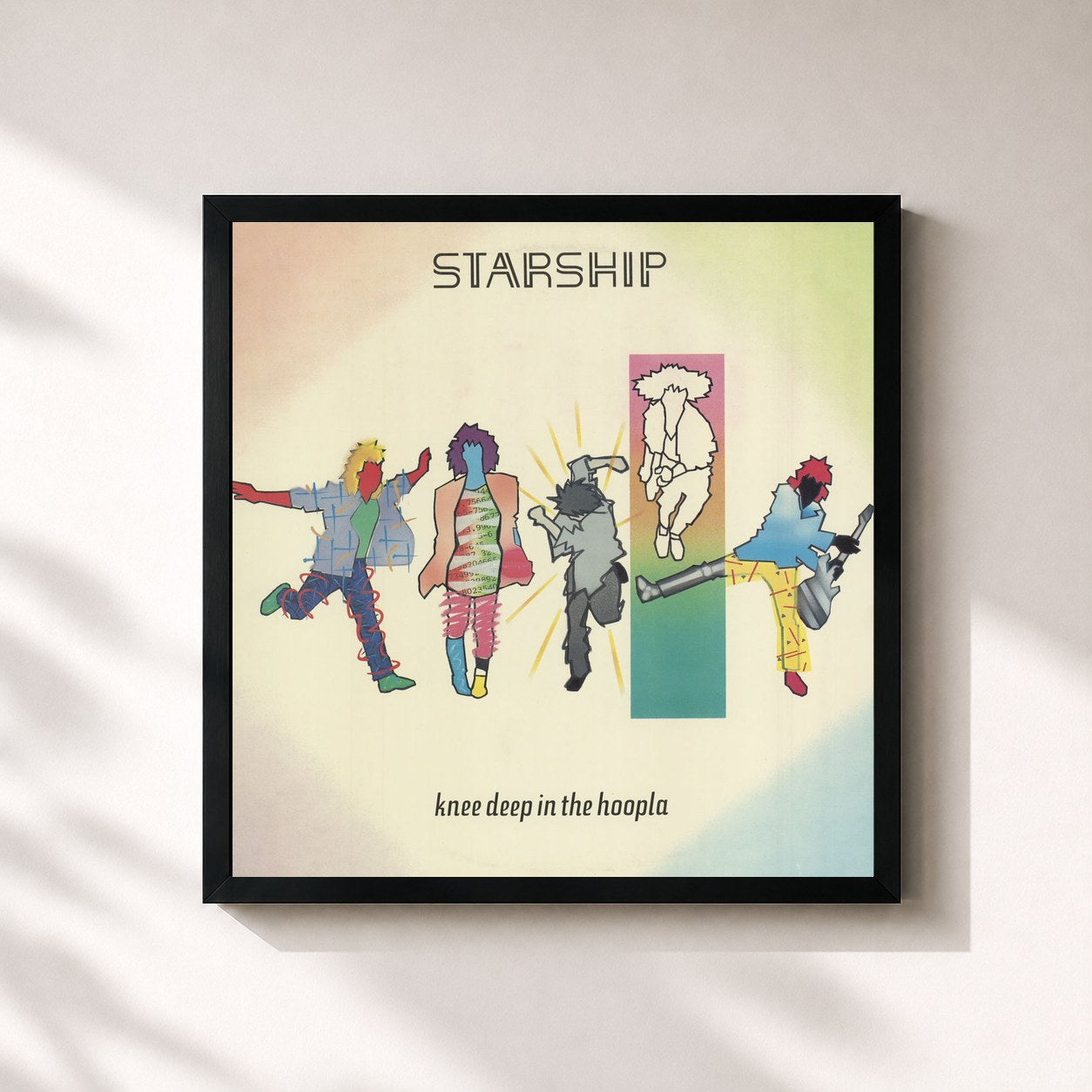 #noir Tableau carré de l'album Knee Deep In The Hoopla de Starship, cadre noir 32x32 cm