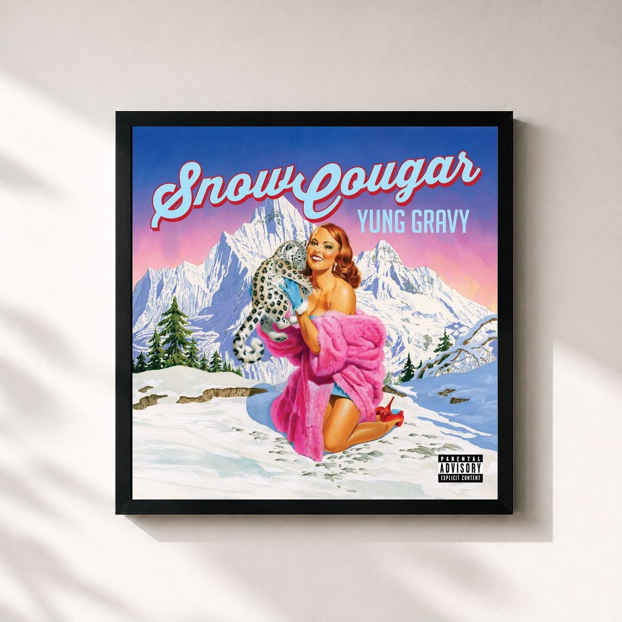 #noir Tableau carré de l'album Snow Cougar de Yung Gravy, cadre noir 32x32 cm