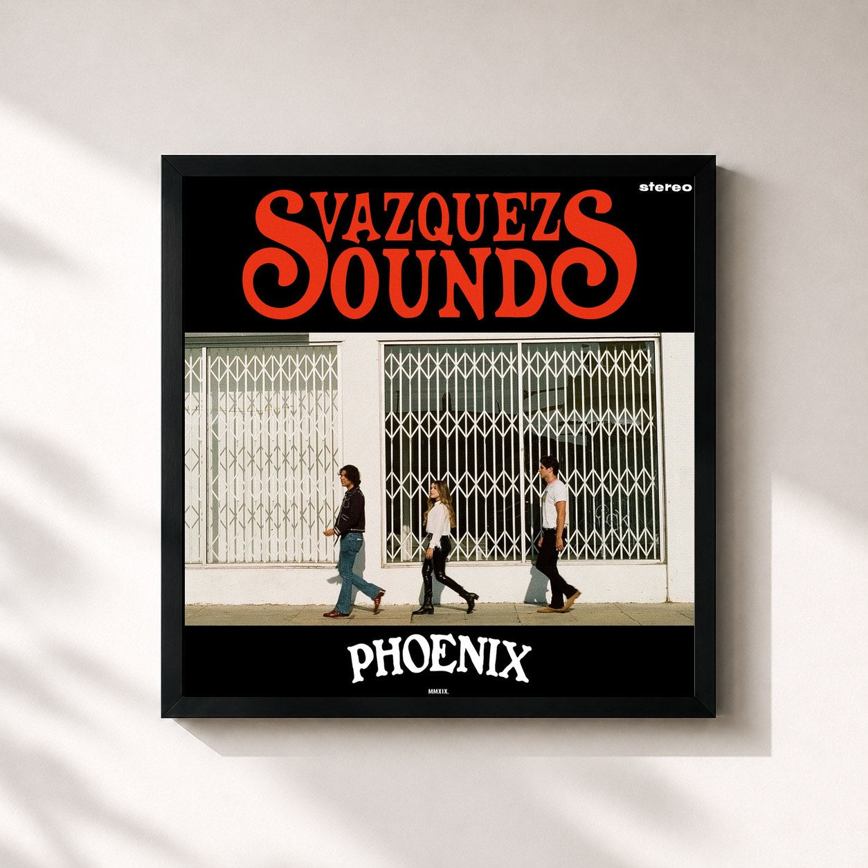 #noir Tableau carré de l'album Phoenix de Vazquez Sounds, cadre noir 32x32 cm