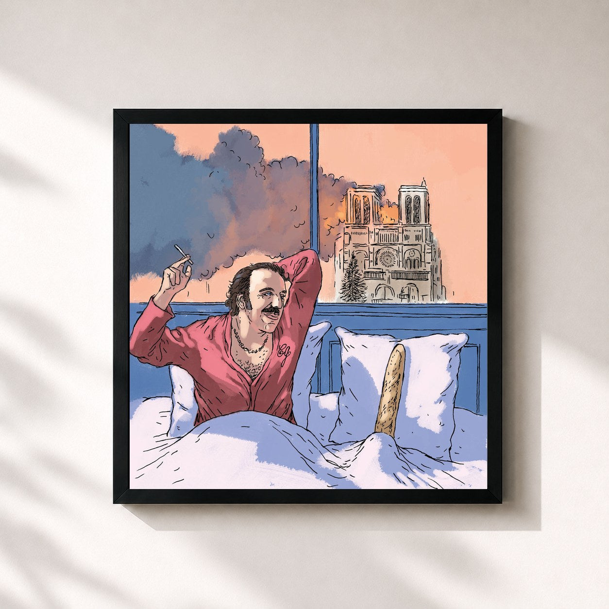#noir Tableau carré de l'album French Kiss de Chilly Gonzales, cadre noir 32x32 cm