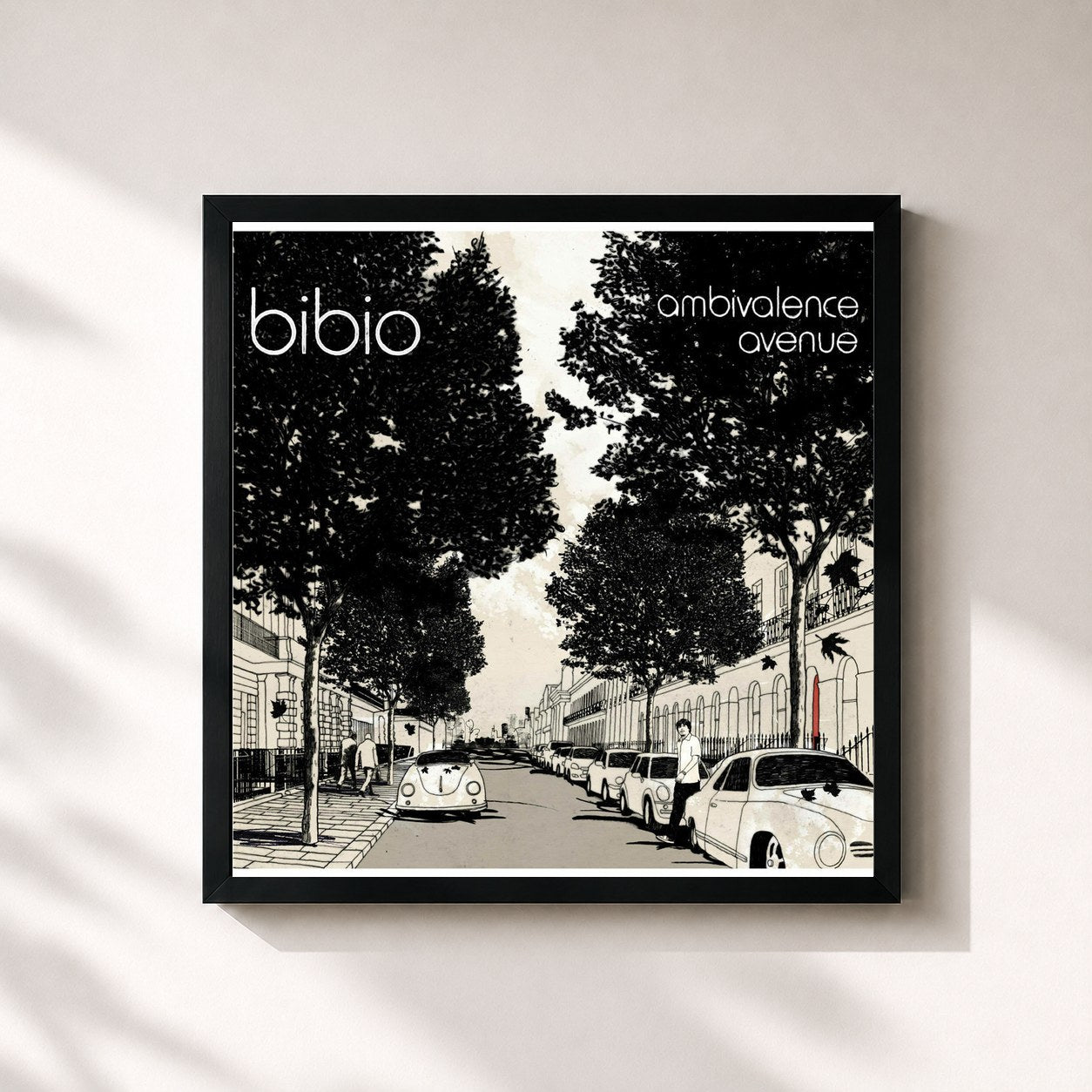 #noir Tableau carré de l'album Ambivalence Avenue de Bibio, cadre noir 32x32 cm