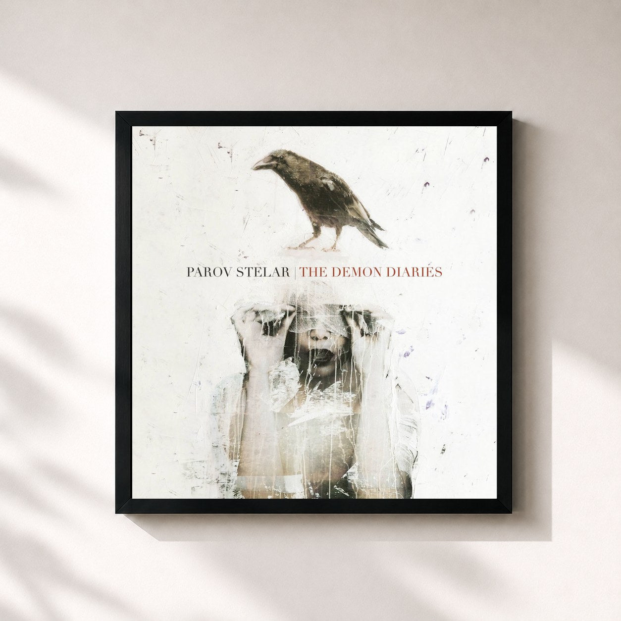 #noir Tableau carré de l'album The Demon Diaries de Parov Stelar, cadre noir 32x32 cm
