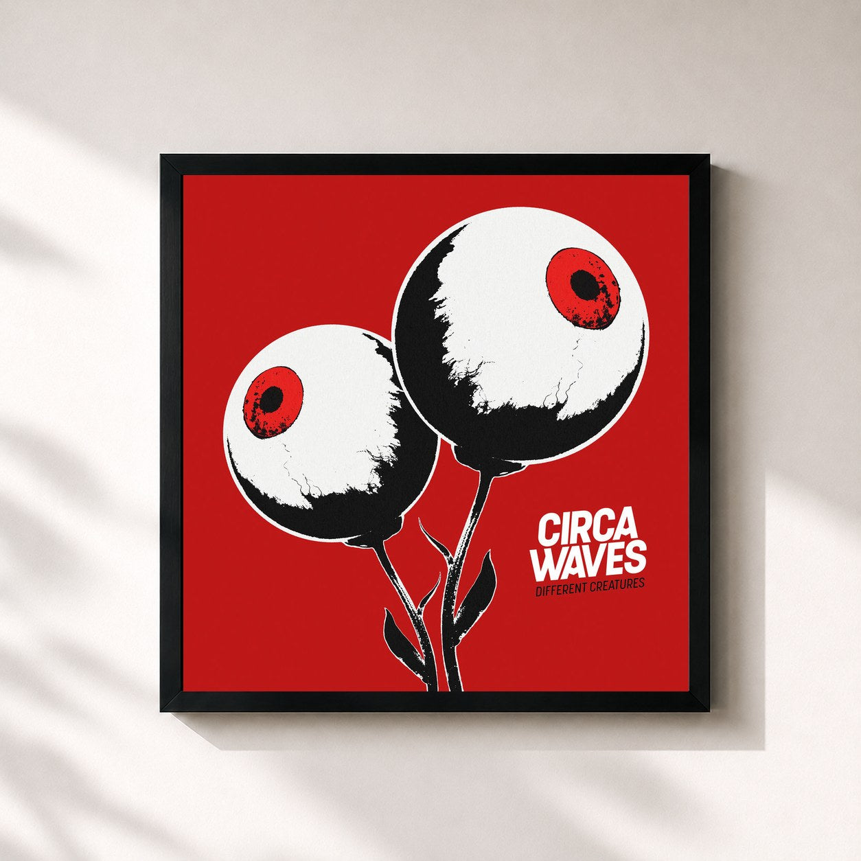 #noir Tableau carré de l'album Different Creatures de Circa Waves, cadre noir 32x32 cm
