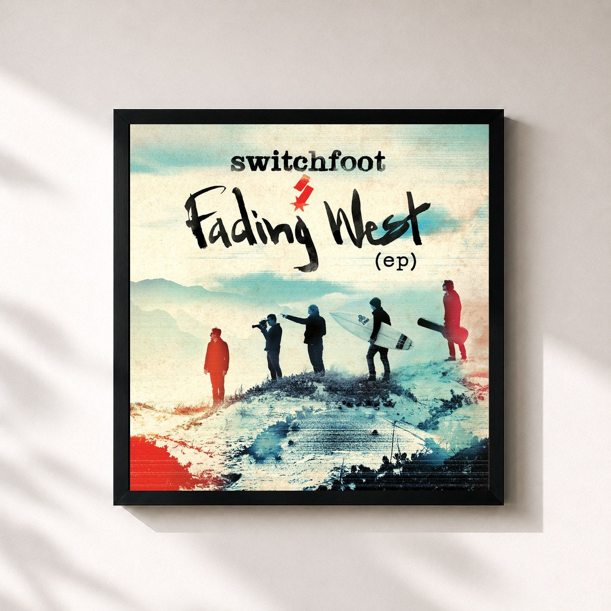#noir Tableau carré de l'album Fading West EP de Switchfoot, cadre noir 32x32 cm