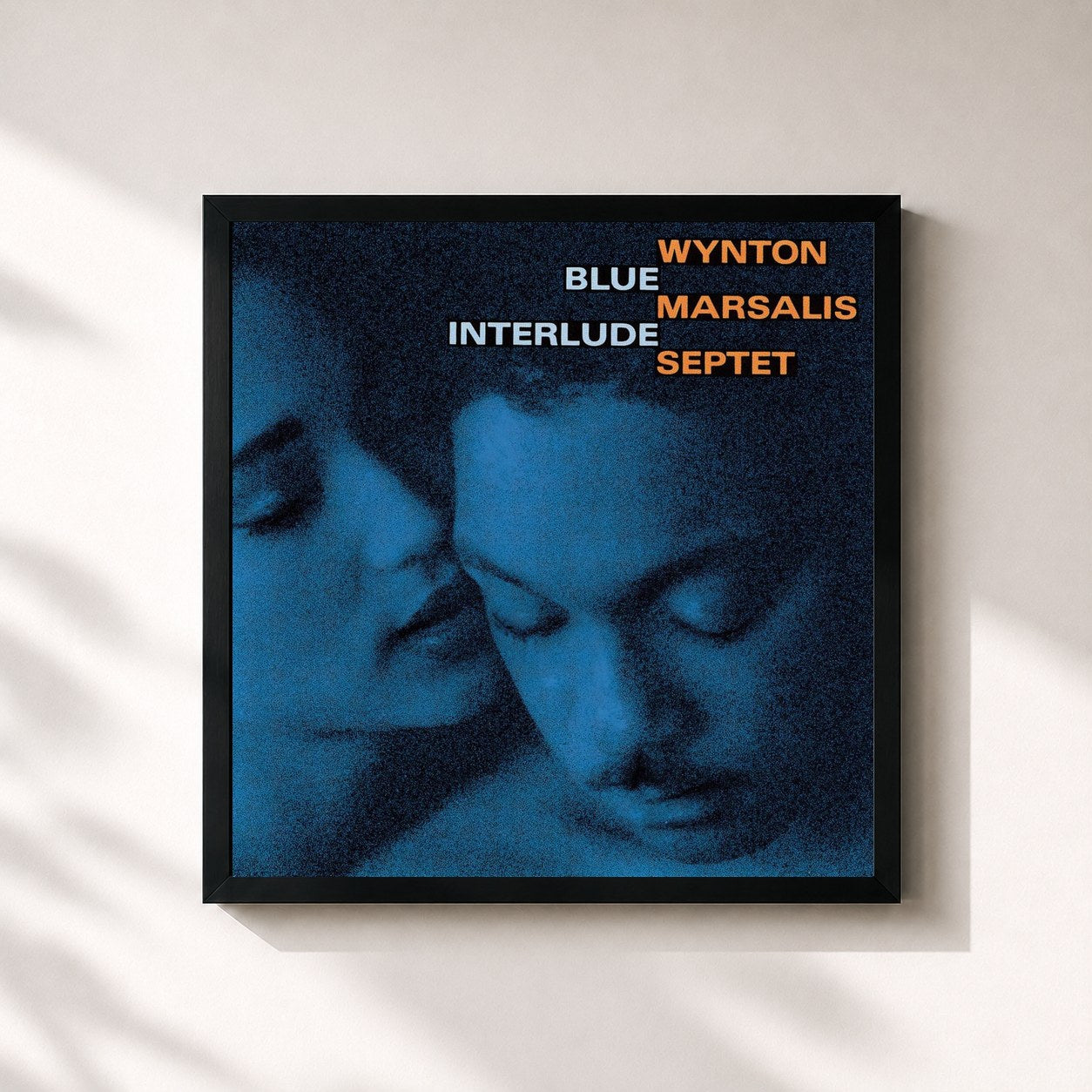 #noir Tableau carré de l'album Blue Interlude de Wynton Marsalis, cadre noir 32x32 cm