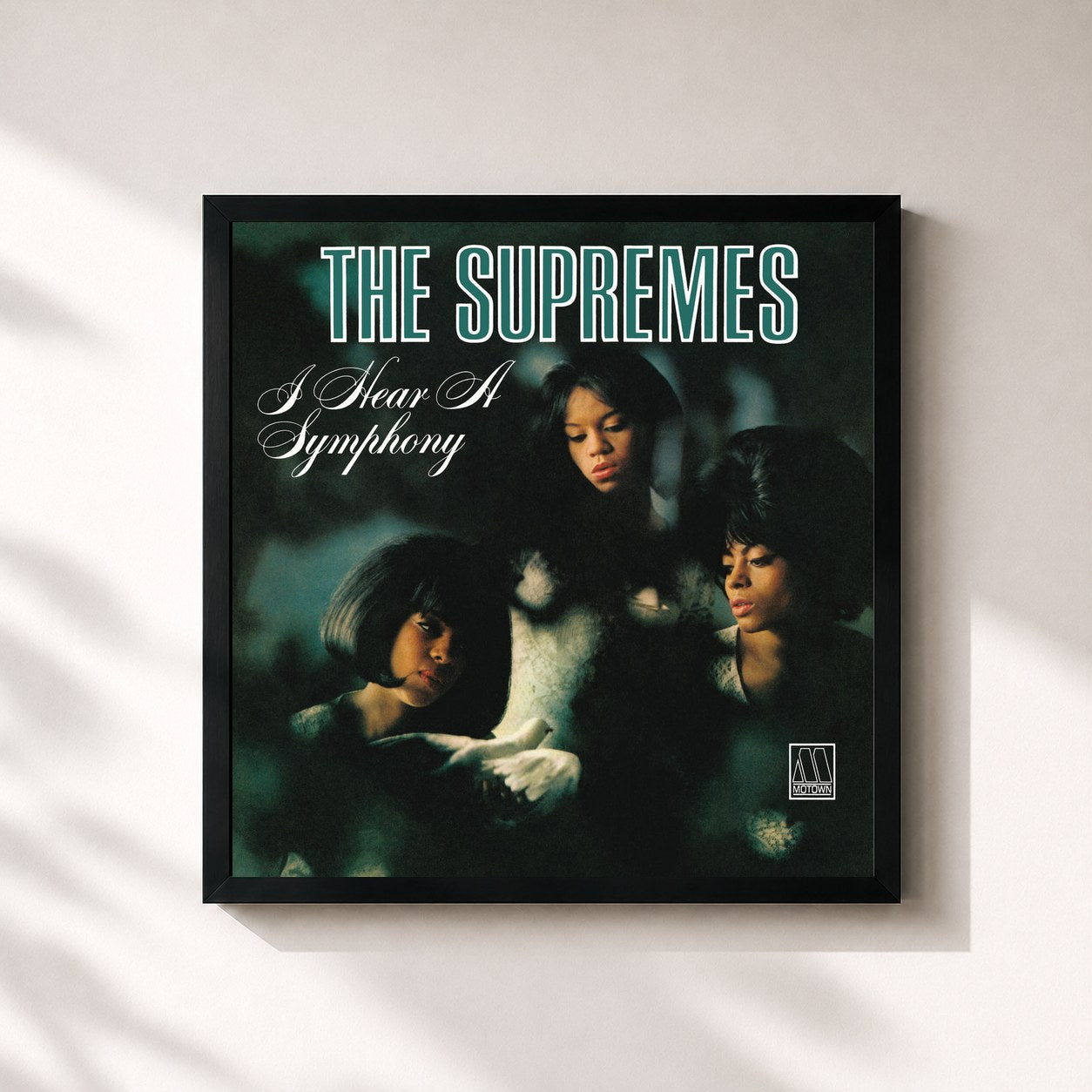 #noir Tableau carré de l'album I Hear A Symphony de The Supremes, cadre noir 32x32 cm