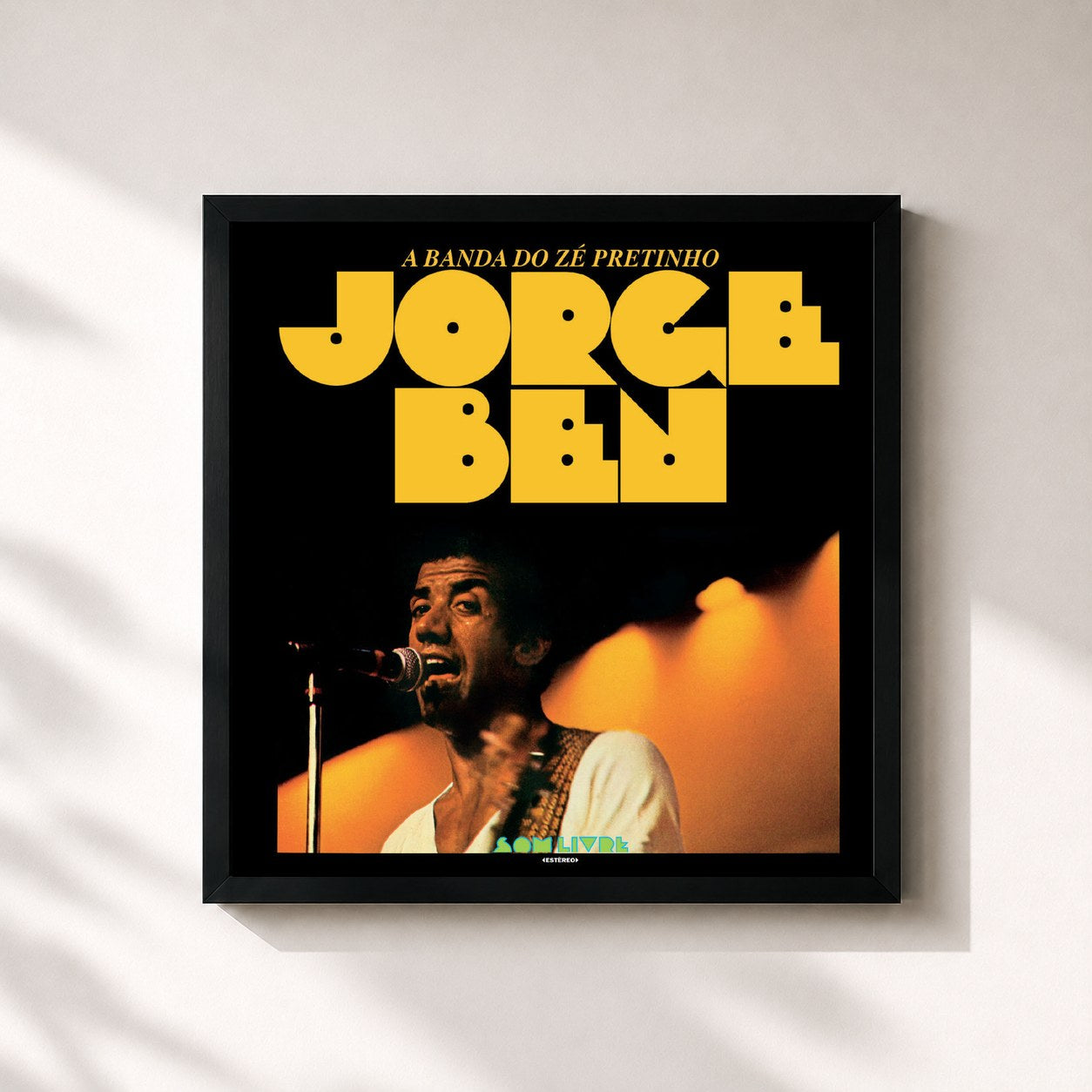 #noir Tableau carré de l'album A Banda do Zé Pretinho de Jorge Ben Jor, cadre noir 32x32 cm
