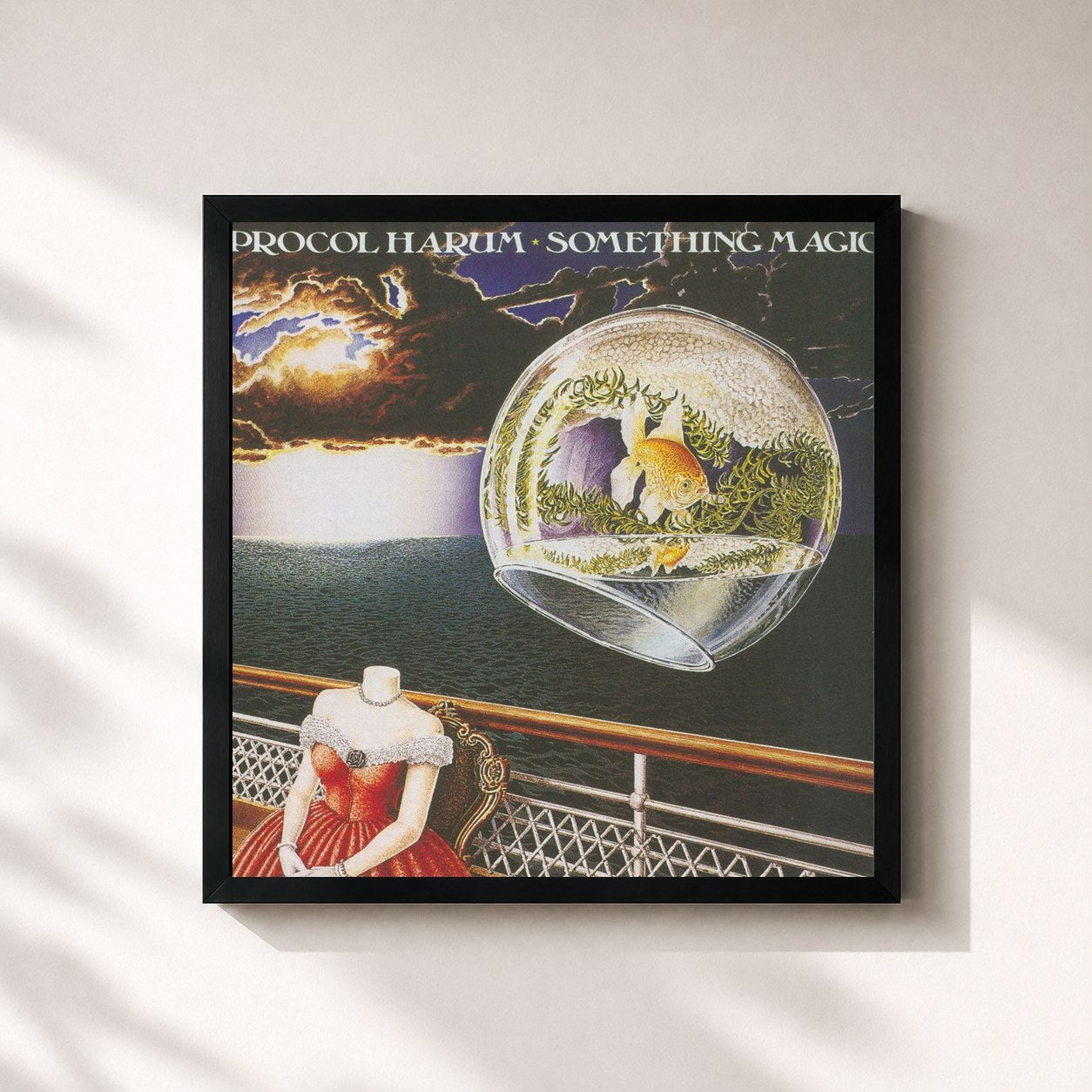 #noir Tableau carré de l'album Something Magic de Procol Harum, cadre noir 32x32 cm