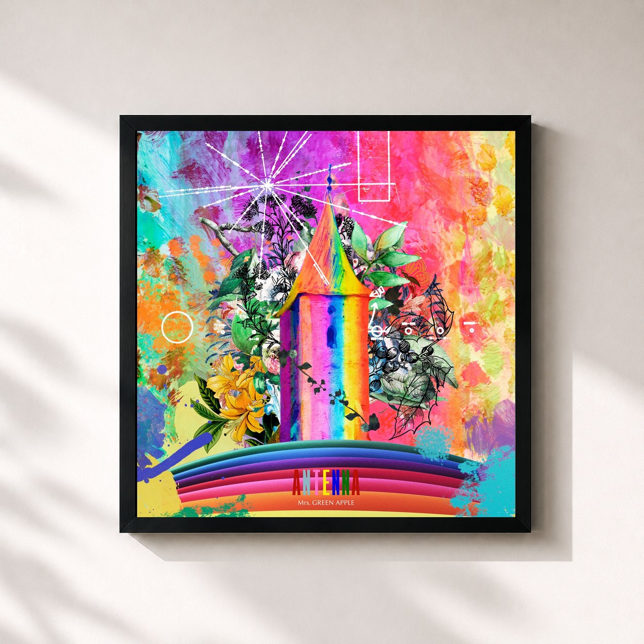 #noir Tableau carré de l'album Antenna de Mrs. Green Apple, cadre noir 32x32 cm