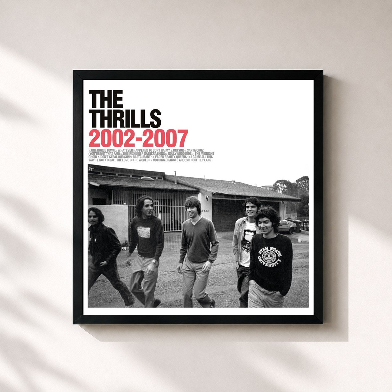 #noir Tableau carré de l'album 2002-2007 de The Thrills, cadre noir 32x32 cm