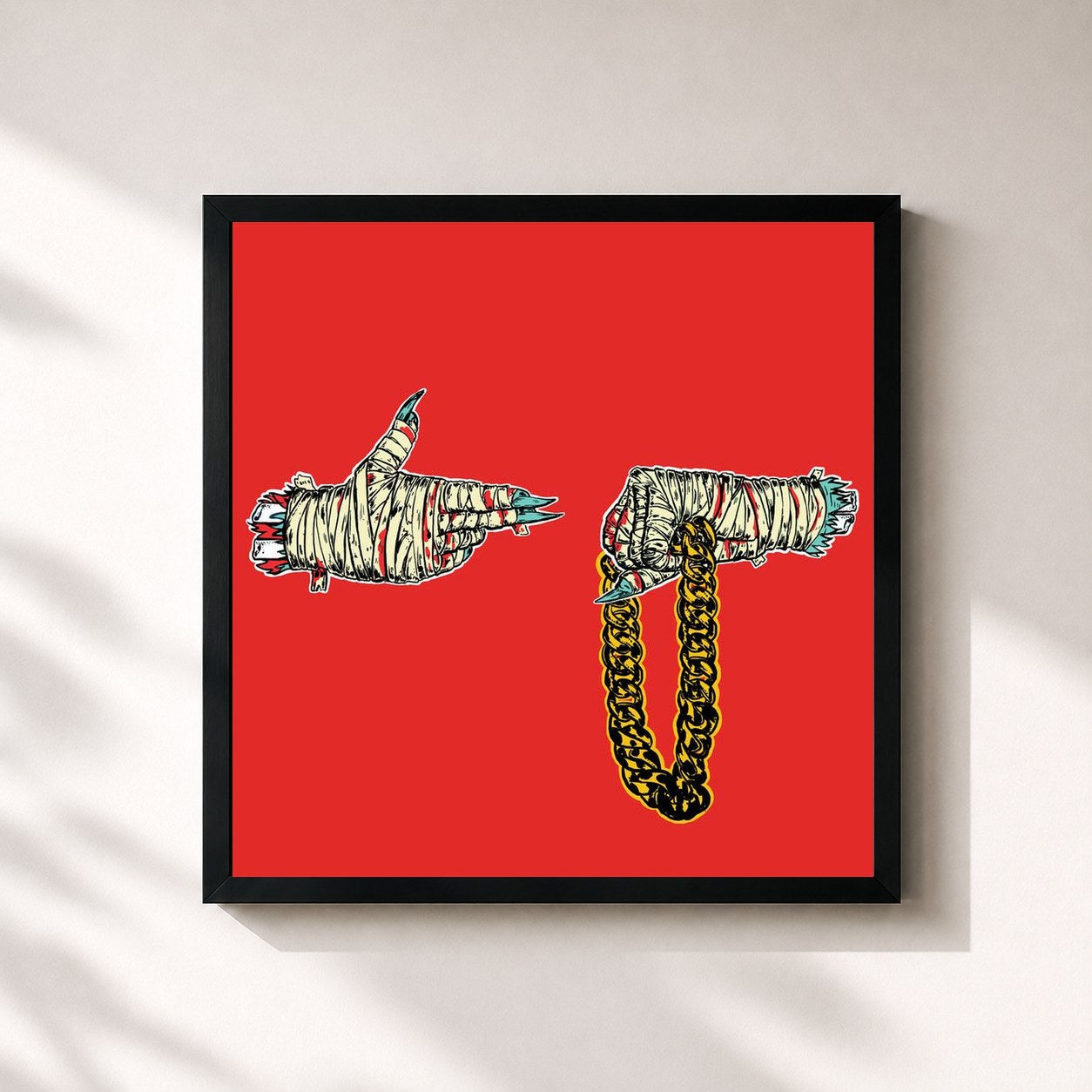 #noir Tableau carré de l'album Run The Jewels 2 de Run The Jewels, cadre noir 32x32 cm
