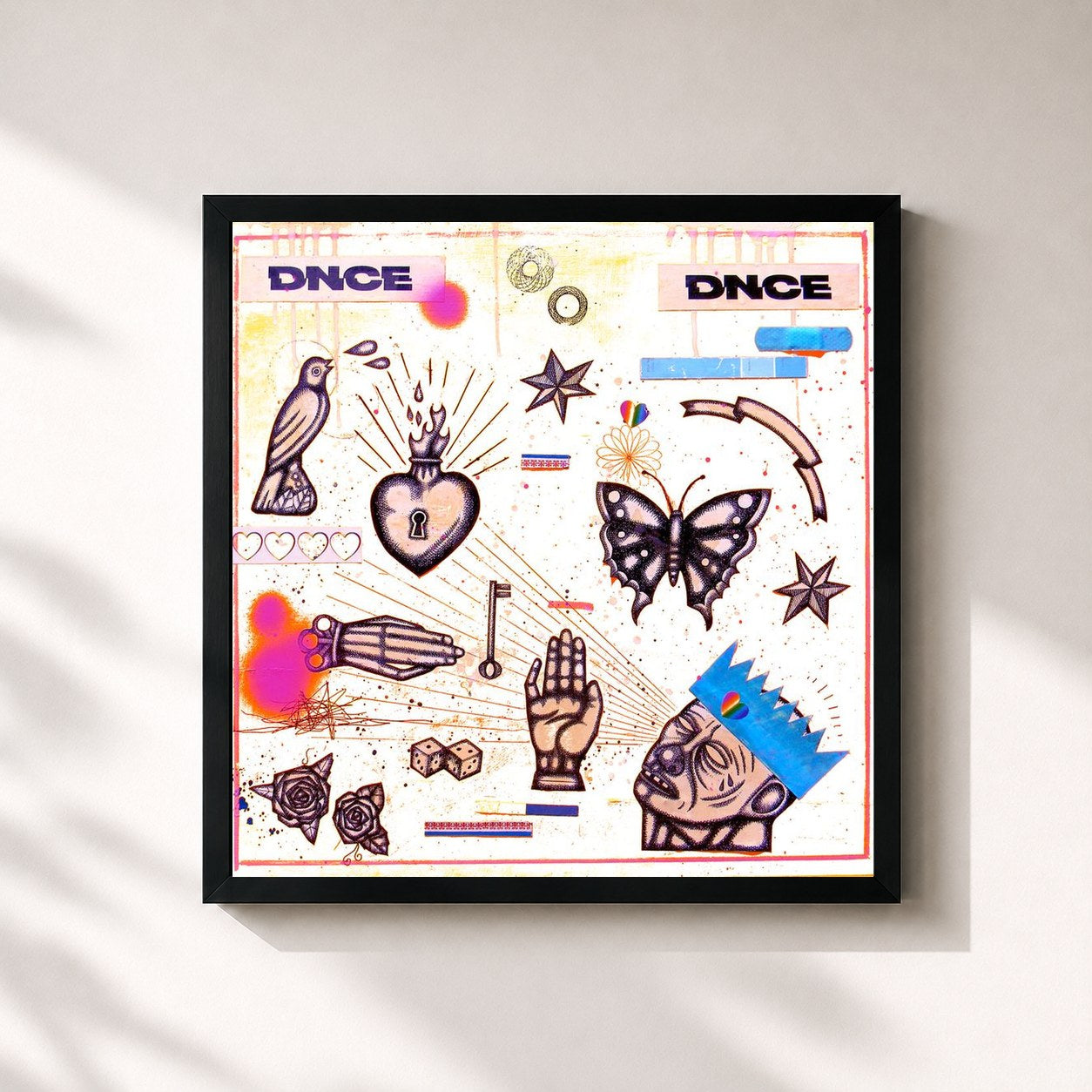 #noir Tableau carré de l'album People To People de DNCE, cadre noir 32x32 cm