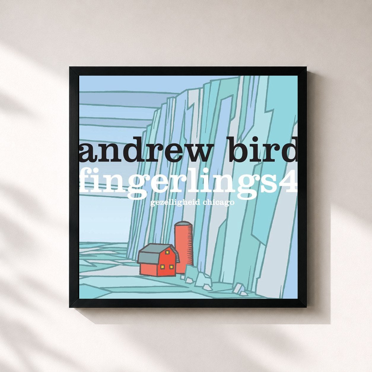 #noir Tableau carré de l'album Fingerlings 4 de Andrew Bird, cadre noir 32x32 cm