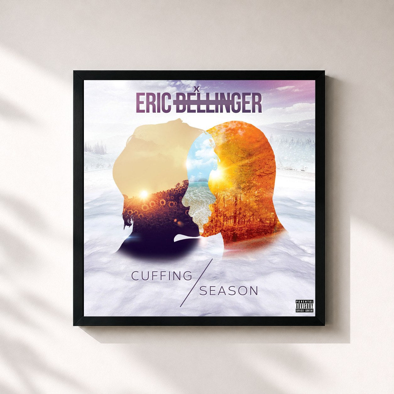 #noir Tableau carré de l'album Cuffing Season de Eric Bellinger, cadre noir 32x32 cm