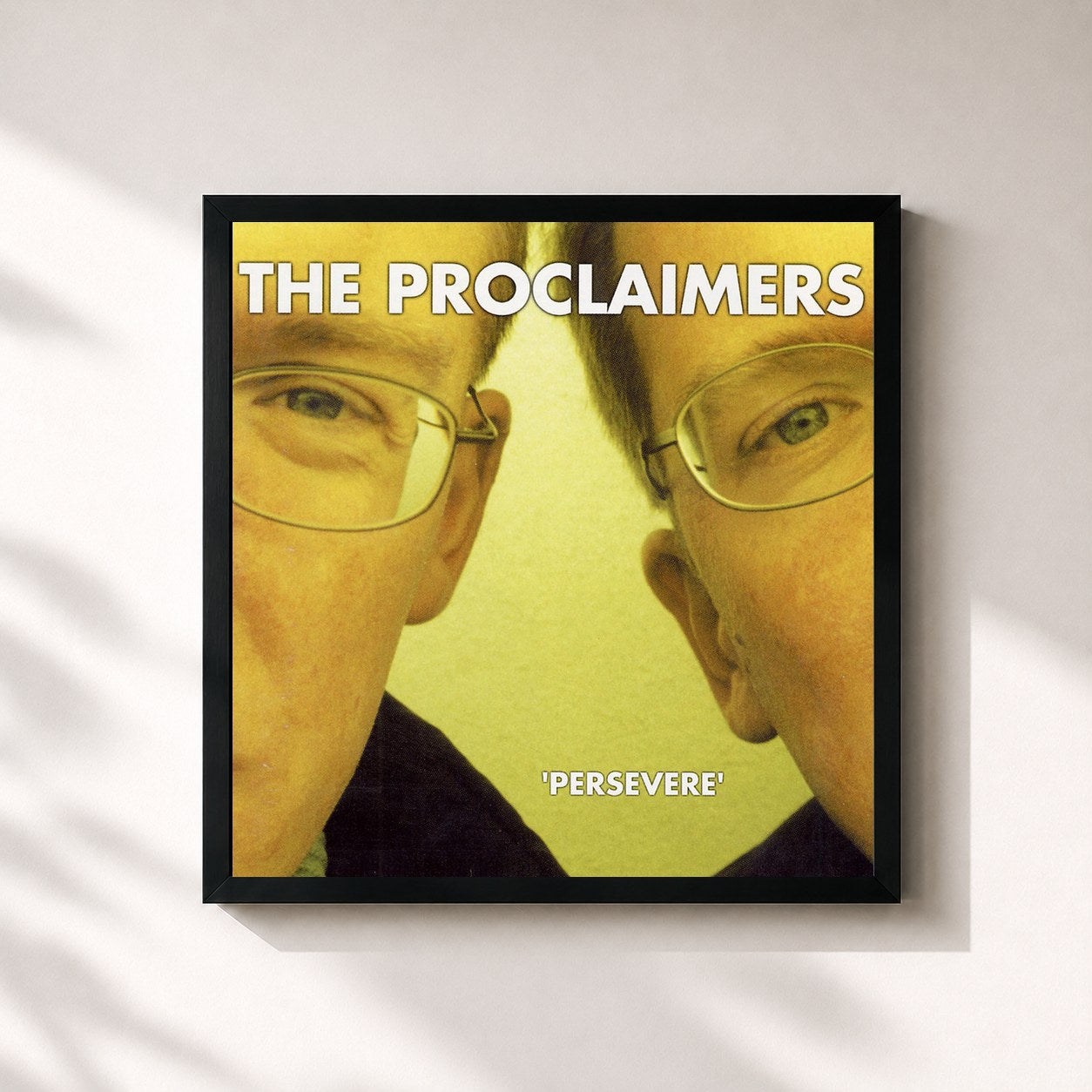 #noir Tableau carré de l'album Persevere de The Proclaimers, cadre noir 32x32 cm