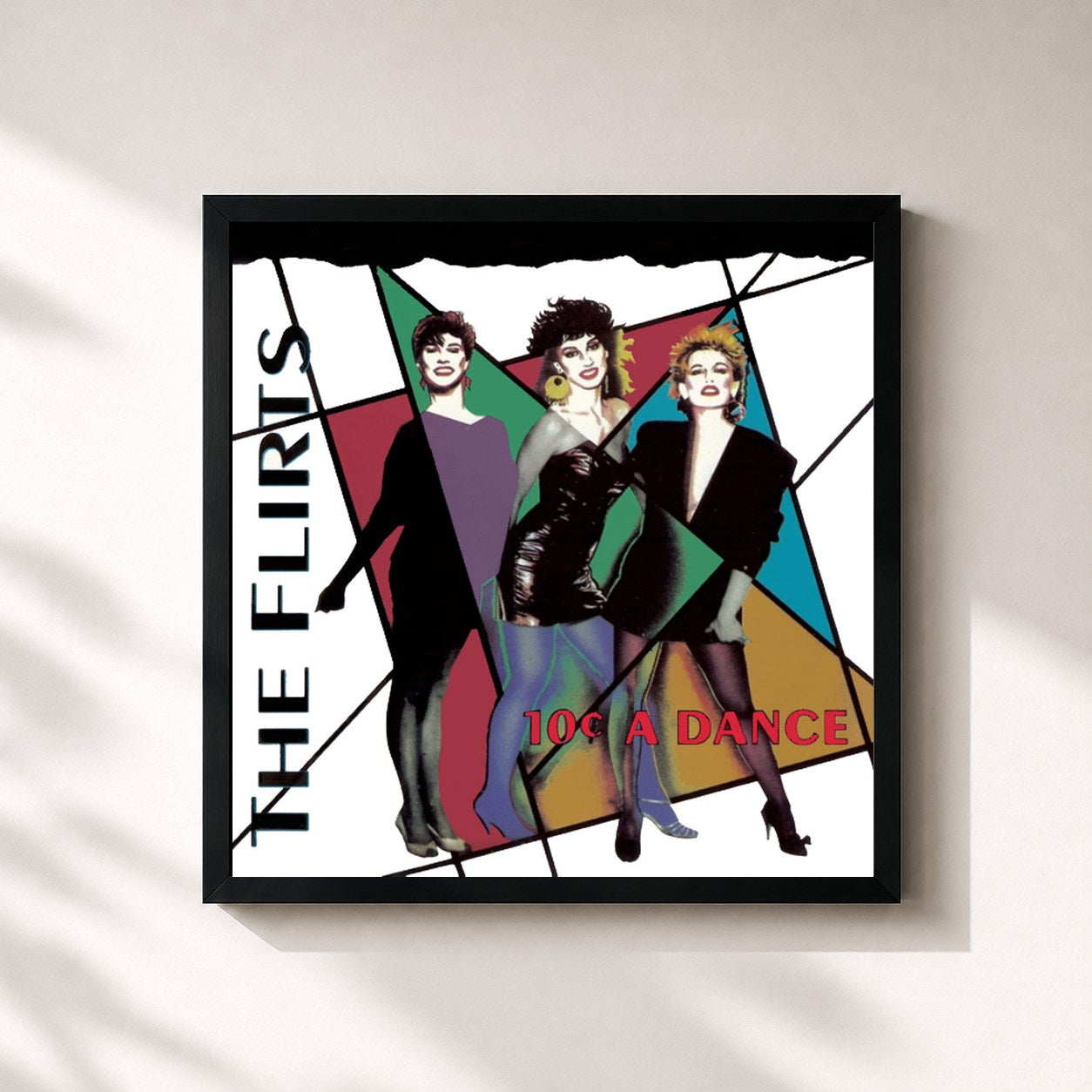 #noir Tableau carré de l'album 10 Cents For A Dance de The Flirts, cadre noir 32x32 cm