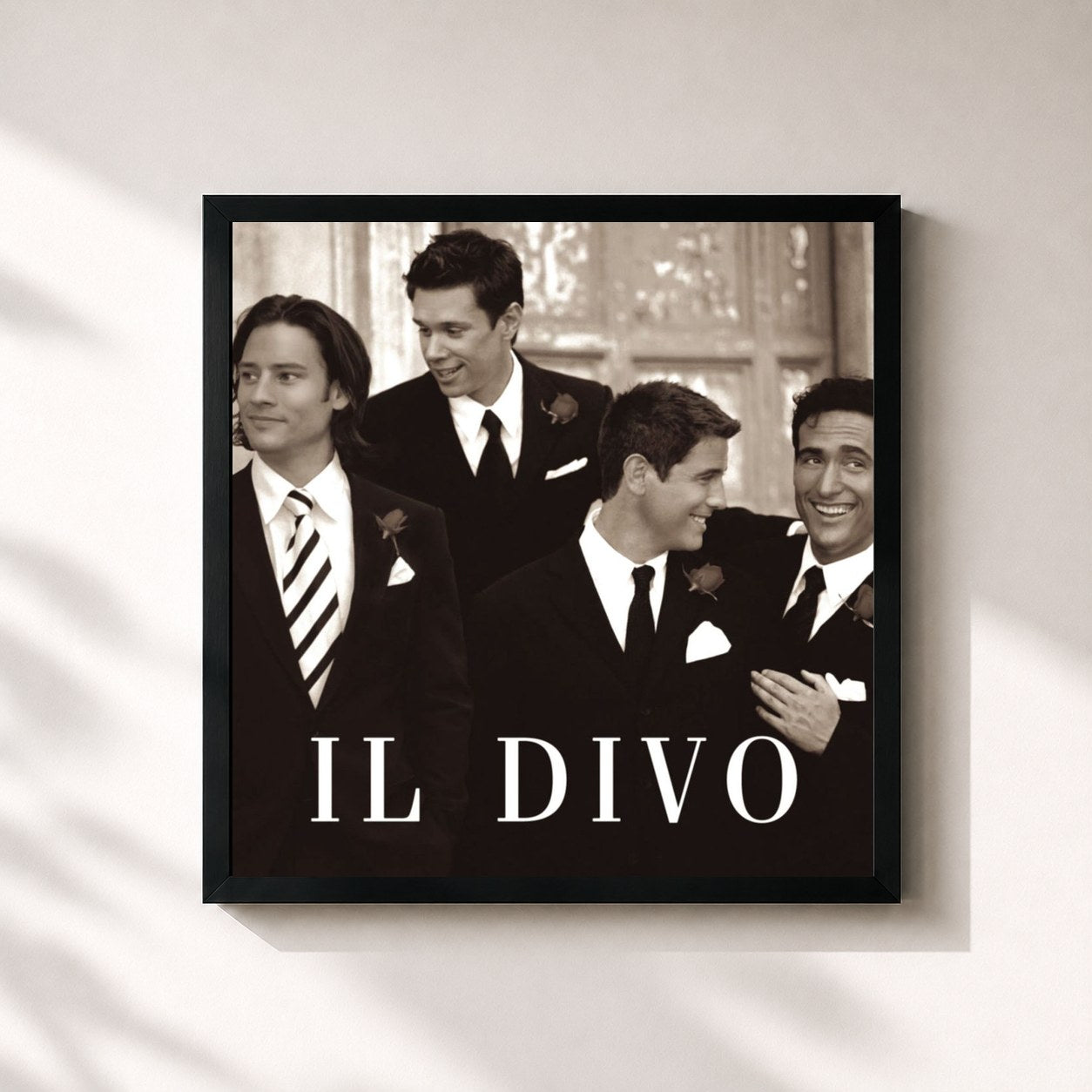 #noir Tableau carré de l'album Il Divo de Il Divo, cadre noir 32x32 cm