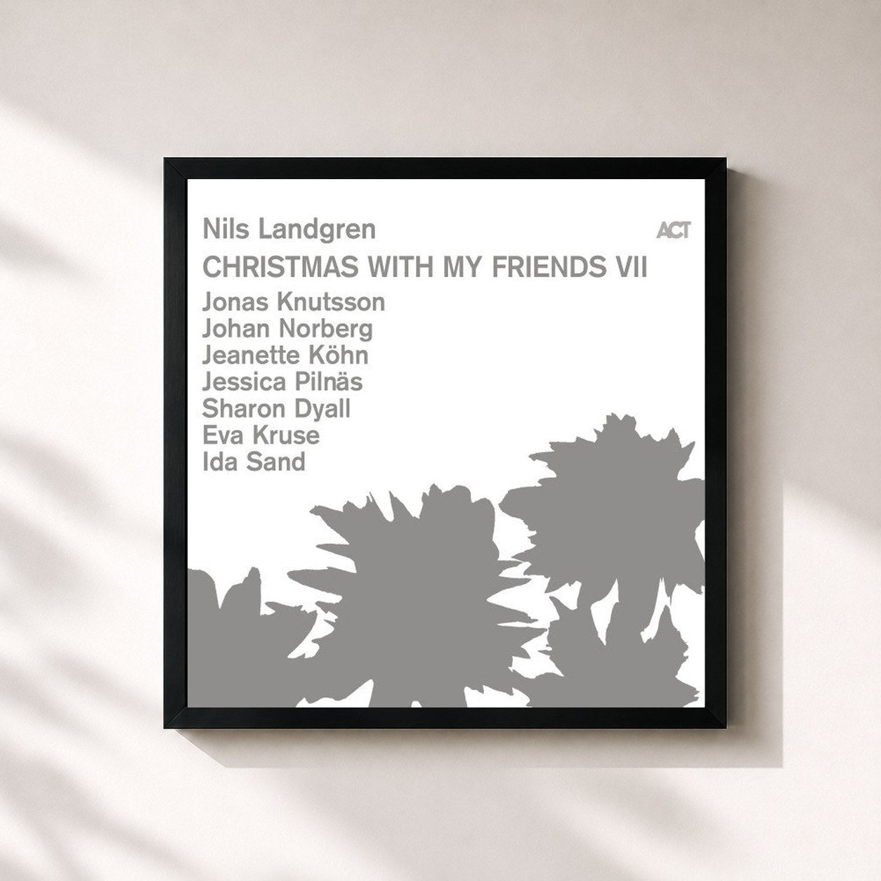 #noir Tableau carré de l'album Christmas with My Friends VII de Nils Landgren, cadre noir 32x32 cm