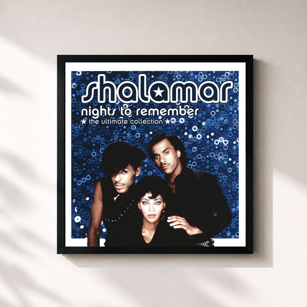 #noir Tableau carré de l'album Nights to Remember de Shalamar, cadre noir 32x32 cm