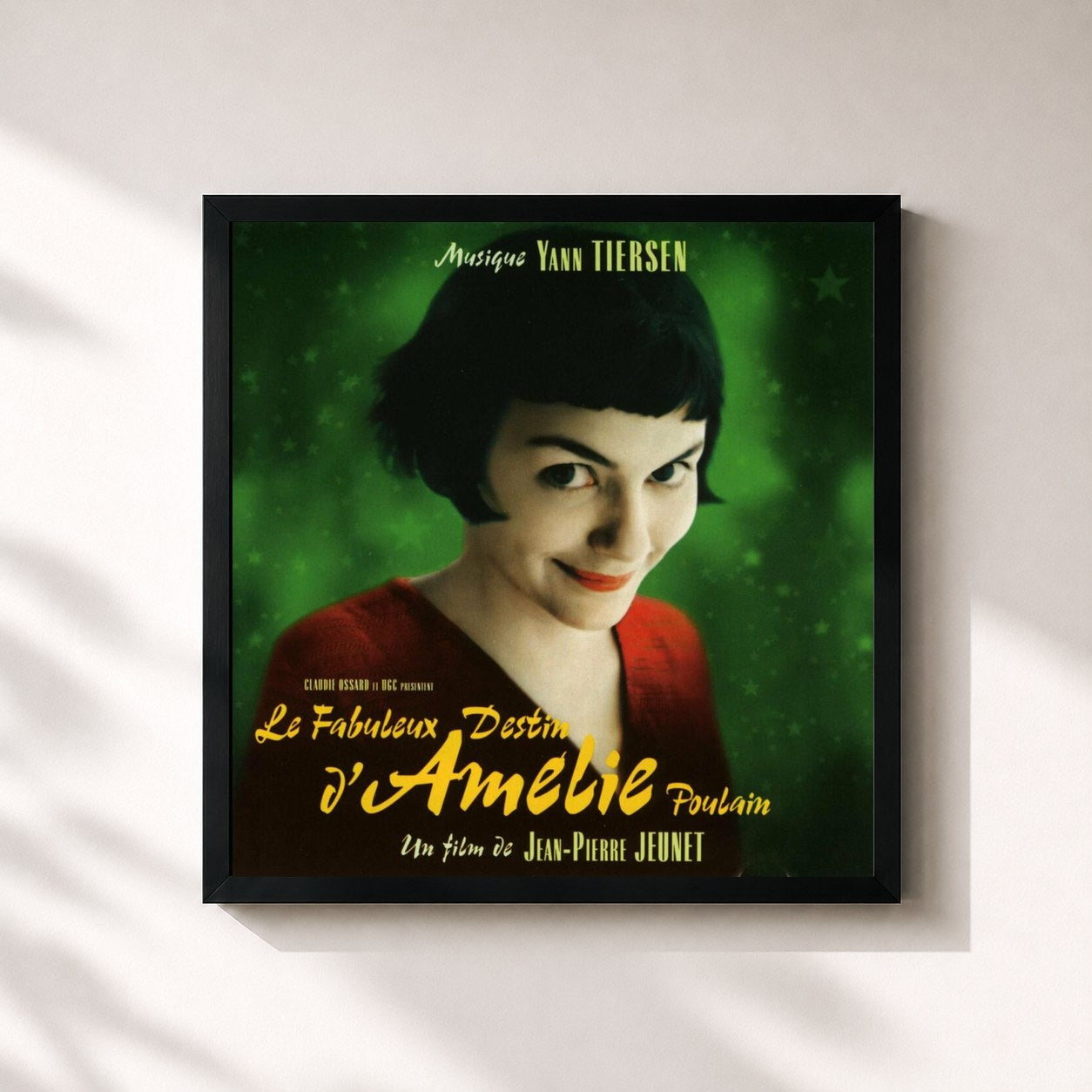 #noir Tableau carré de l'album Le Fabuleux destin d'Amélie Poulain (Bande originale du film) de Yann Tiersen, cadre noir 32x32 cm