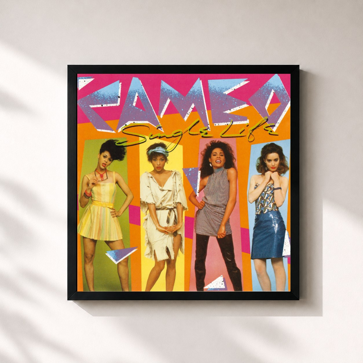 #noir Tableau carré de l'album Single Life de Cameo, cadre noir 32x32 cm