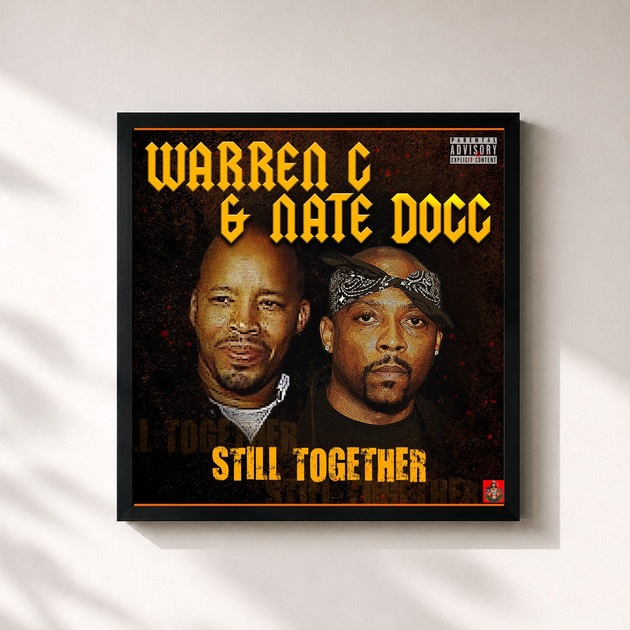 #noir Tableau carré de l'album Still Together de Warren G, cadre noir 32x32 cm