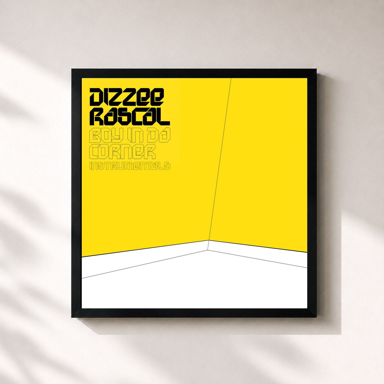 #noir Tableau carré de l'album Boy In Da Corner Instrumentals de Dizzee Rascal, cadre noir 32x32 cm