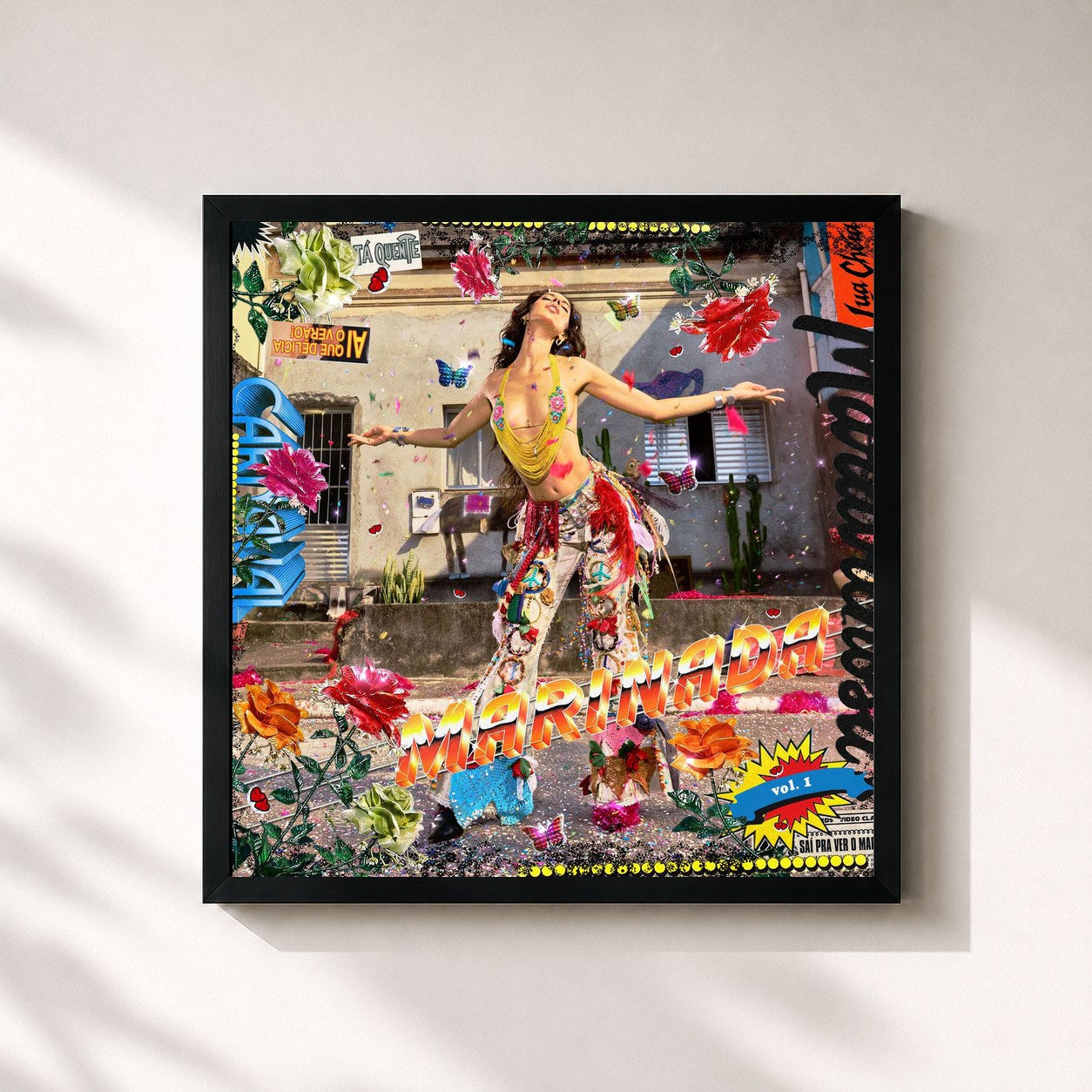 #noir Tableau carré de l'album MARINADA vol.01 de Marina Sena, cadre noir 32x32 cm