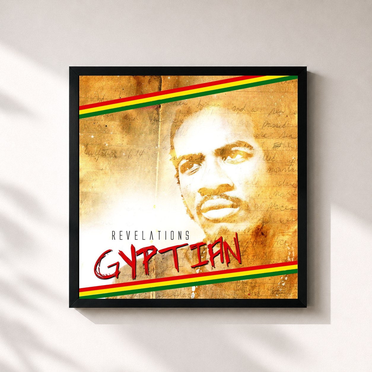 #noir Tableau carré de l'album Revelations de Gyptian, cadre noir 32x32 cm