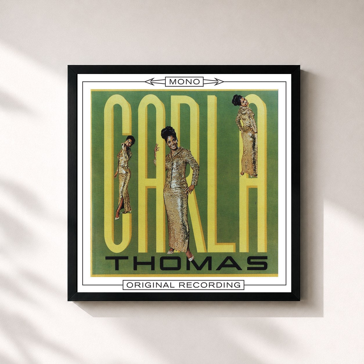 #noir Tableau carré de l'album Carla (Mono) de Carla Thomas, cadre noir 32x32 cm