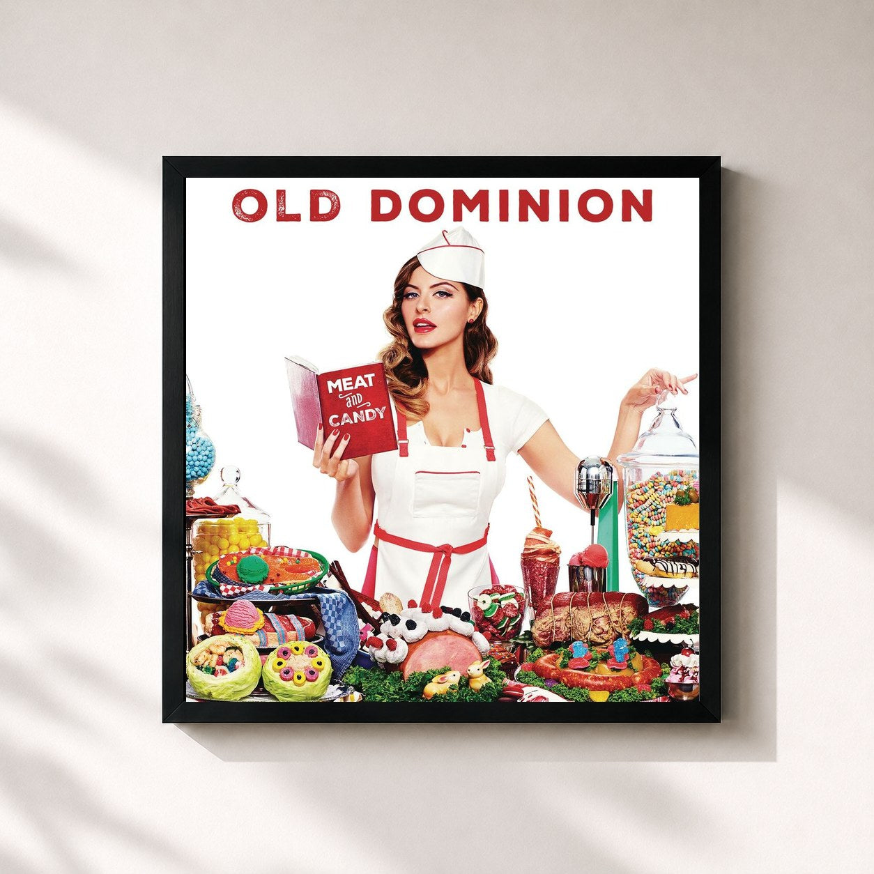 #noir Tableau carré de l'album Meat and Candy de Old Dominion, cadre noir 32x32 cm
