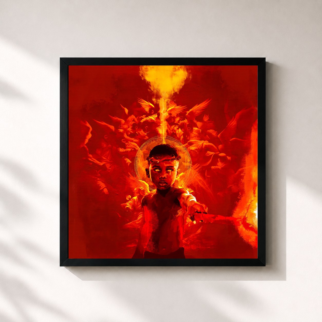 #noir Tableau carré de l'album On Purpose, With Purpose de Ghetts, cadre noir 32x32 cm